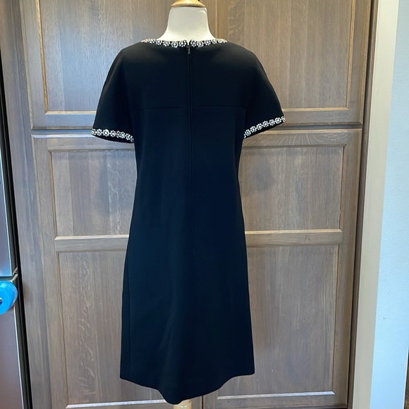 Capriel -1960’s Vintage 100% Wool Black Knit Dress W Rhinestone Trim - Picture 6 of 11